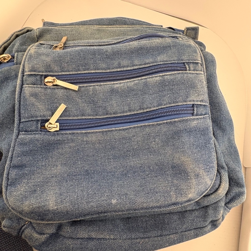 Organizzi Blue Denim Crossbody Bag with Multiple Zipper Pockets - Picture 10 of 12